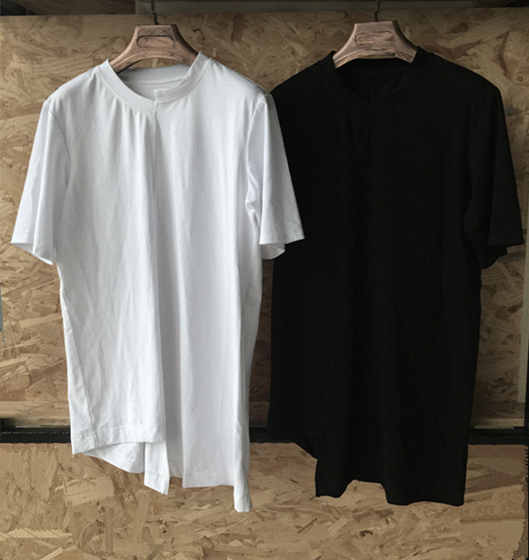 山本yohji同款不对称错位拼接t恤