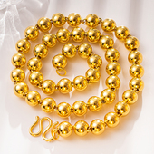 金包银足黄项链男款 999包金圆珠光珠佛珠链子连接位双层包金耐戴