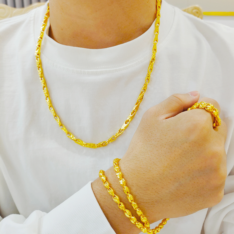 金包银男款细项链车花瓜子颈链