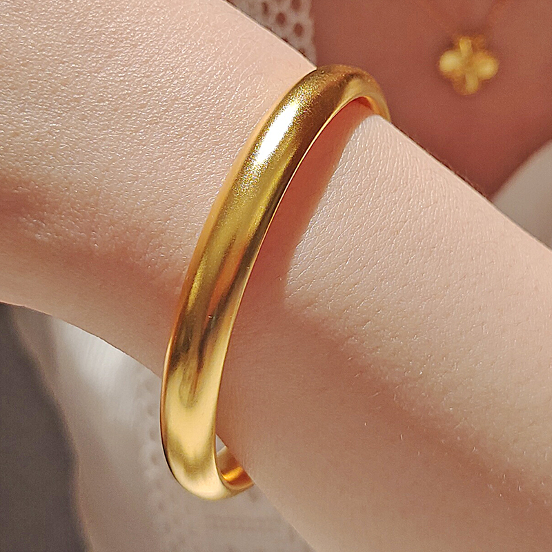 金包银手镯心经女古法泥鳅背砂面金手镯轮胎空心999足黄包金手环