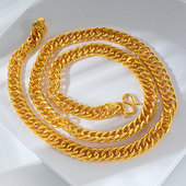 金包银古巴项链男款 宽版 马鞭链999足黄包金老板链潮男士 金店爆款