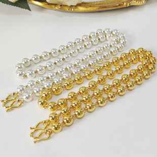 金包银圆珠项链足黄男款999包金光珠佛珠链子连接位双层包金耐戴