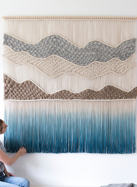 拾光|北欧风macrame挂毯染色隔断手工编制壁毯卧室客厅床头家居挂