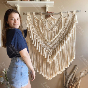 暖心 北欧ins风波西米亚纯手工编织纯色挂毯民宿客厅沙发墙壁饰品