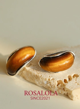 ROSALOLA 石光漫语·极简风设计虎眼石耳钉·LOLA系列 010802