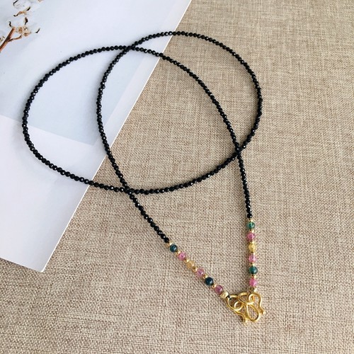 手工吊坠绳黄金链蜜蜡黑色尖晶石
