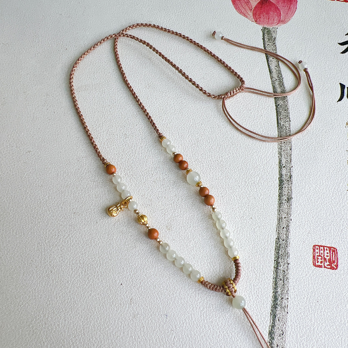 手工编织平安扣吊坠毛衣链绳图片