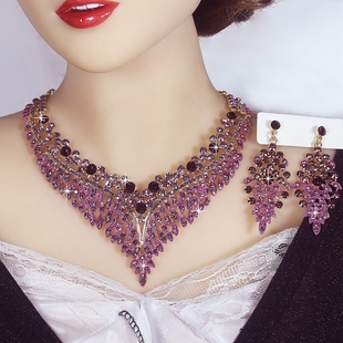 欧美夸张宫廷复古气质华丽大项链耳环大套装晚宴全套项链婆婆饰品