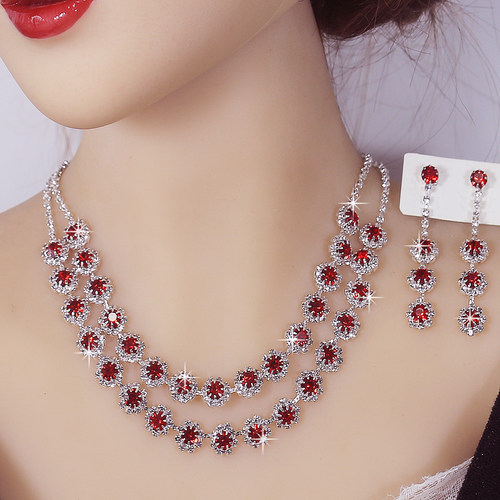 镶水钻项链水钻多层女