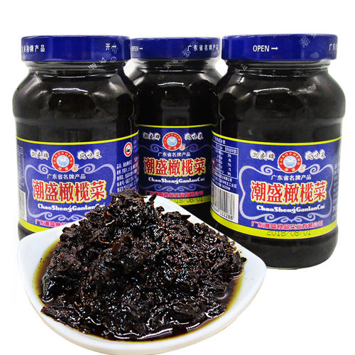 正宗潮盛香港橄榄菜450g*3瓶盒装