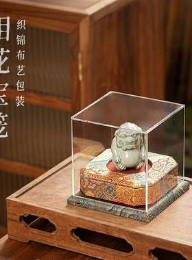中式锦缎宝笼收纳盒摆件盒展示盒
