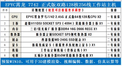 128核256线仿真电脑工作站主机