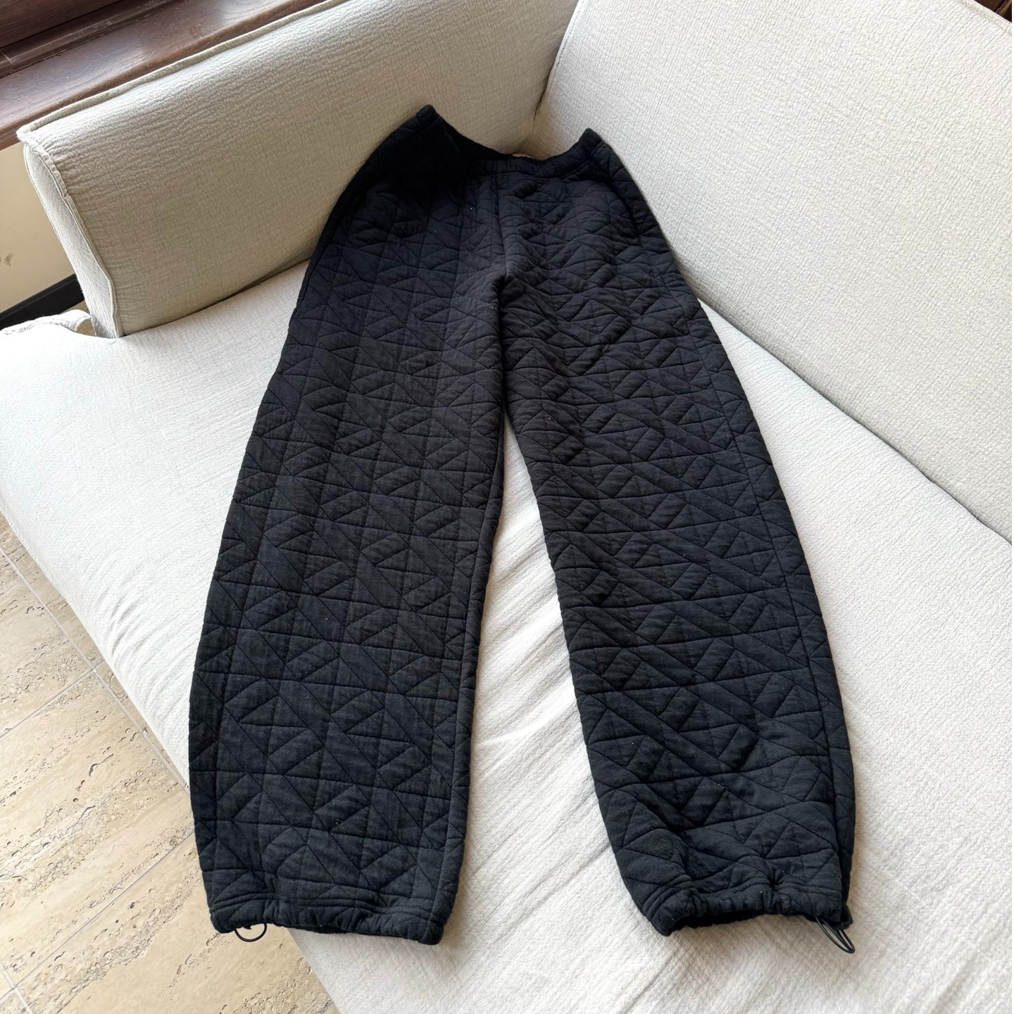 休闲百搭显腿长显瘦抽绳秋冬菱格长棉裤休闲裤女 K5313