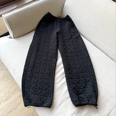 休闲百搭显腿长显瘦抽绳秋冬菱格长棉裤休闲裤女 K5313