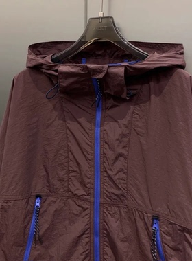 户外休闲撞色拉链超薄速干运动连帽外套女 W6975