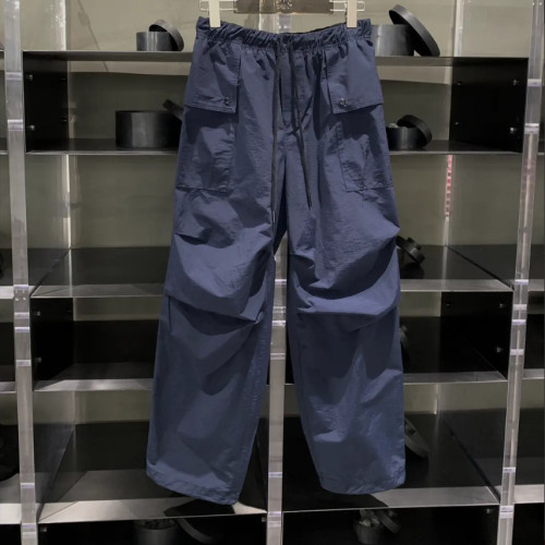 【小雨姐在这里】夏季松紧腰纯色大口袋工装直筒长裤女K5020