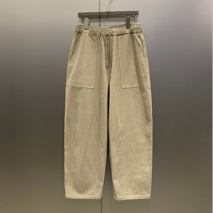 休闲大口袋做旧抽绳显高显瘦直筒裤 K5314 女
