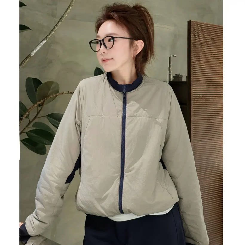 【小雨姐在这里】春季户外运动休闲双面穿拼色棉服外套女 WT5798