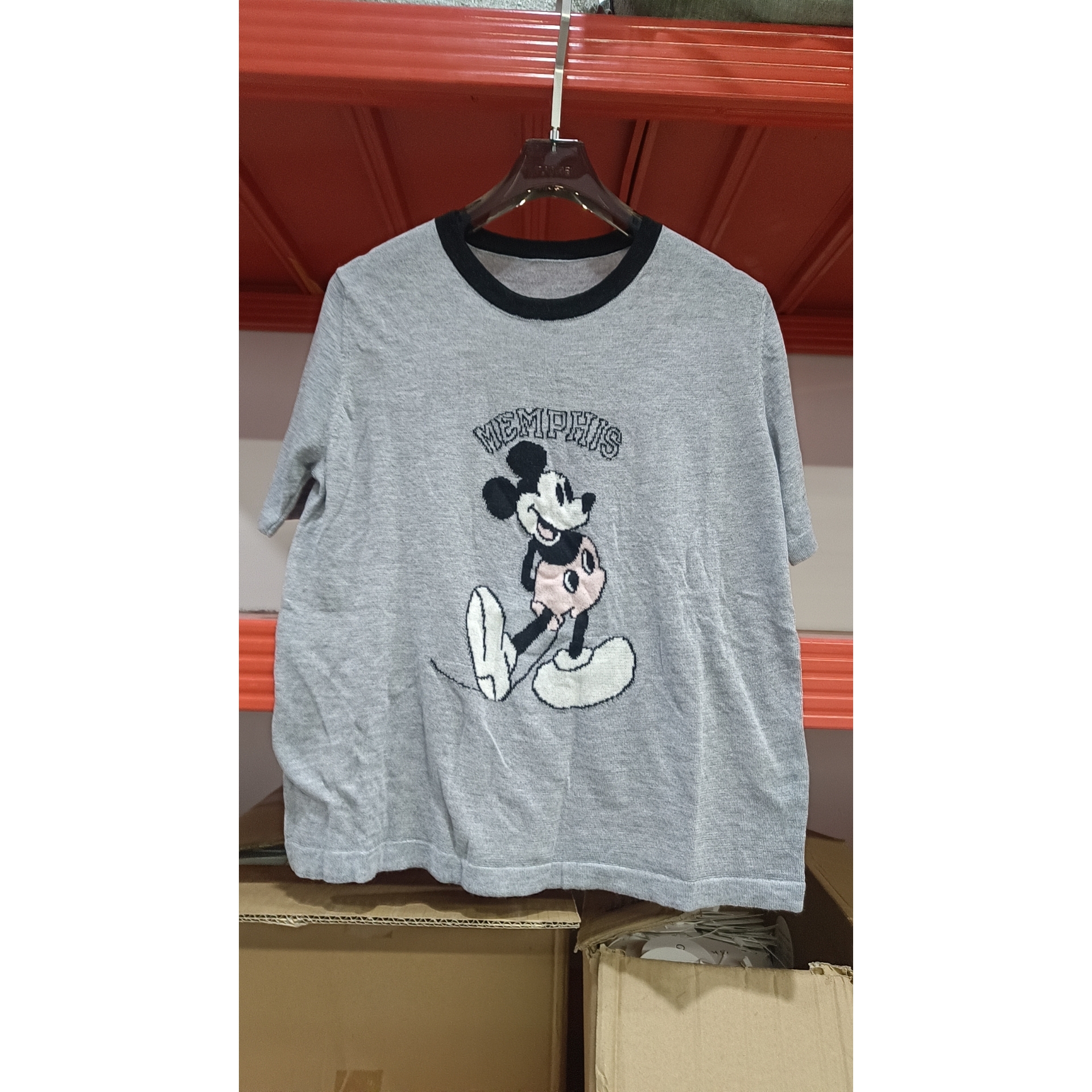 T147 黑领 米奇灰色短袖