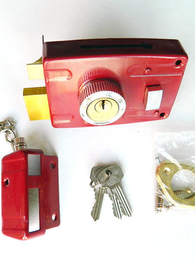 101型外装门锁保险门锁防盗锁老式木门铁门方形红色大门防盗锁