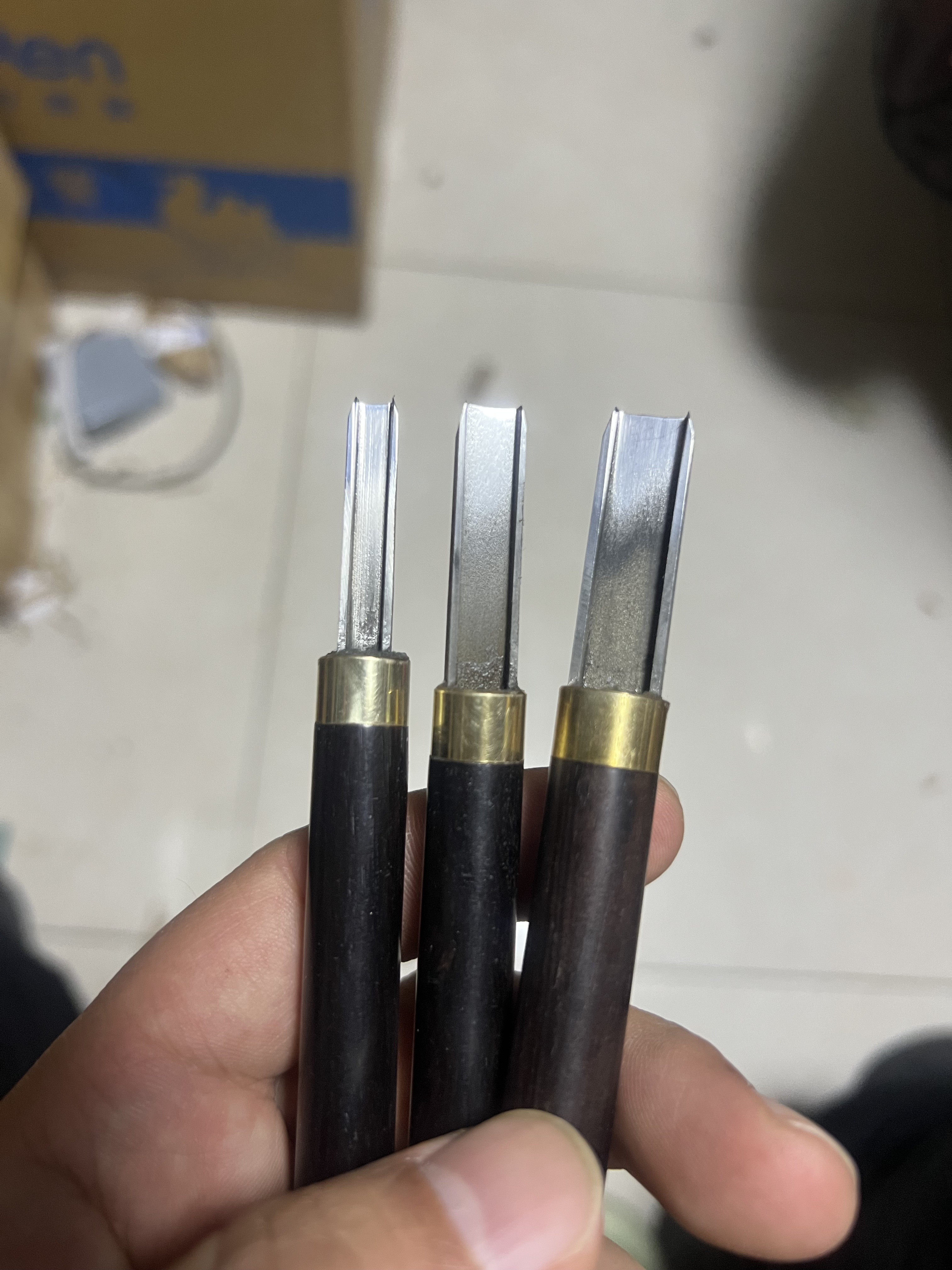 谢氏木版画专用方口刀 红木柄手工修光方形雕刻刀白钢木刻刀方刀