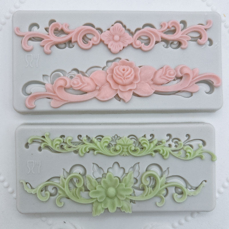 欧式宫廷风翻糖硅胶模具巧克力蕾丝花边复古首饰花藤烘焙装饰模具