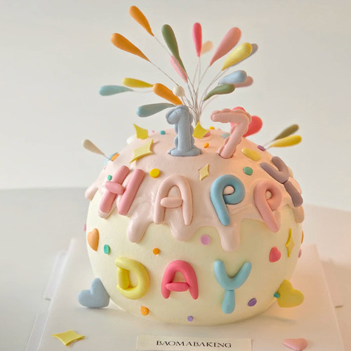 网红同款彩色礼花火生日蛋糕装饰插件happy birthday字母模具烘焙