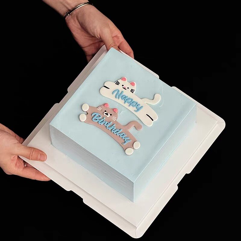 卡通情侣小猫咪happybirthday翻糖切模生日蛋糕装饰模具
