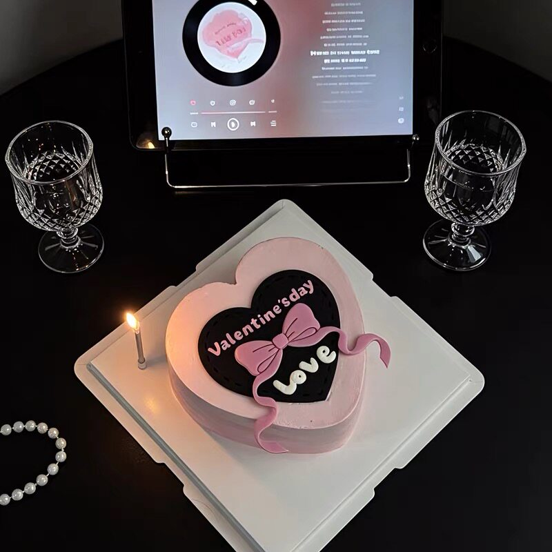 七夕情人节蝴蝶结蛋糕装饰模具爱心valentine翻糖切模烘焙摆件