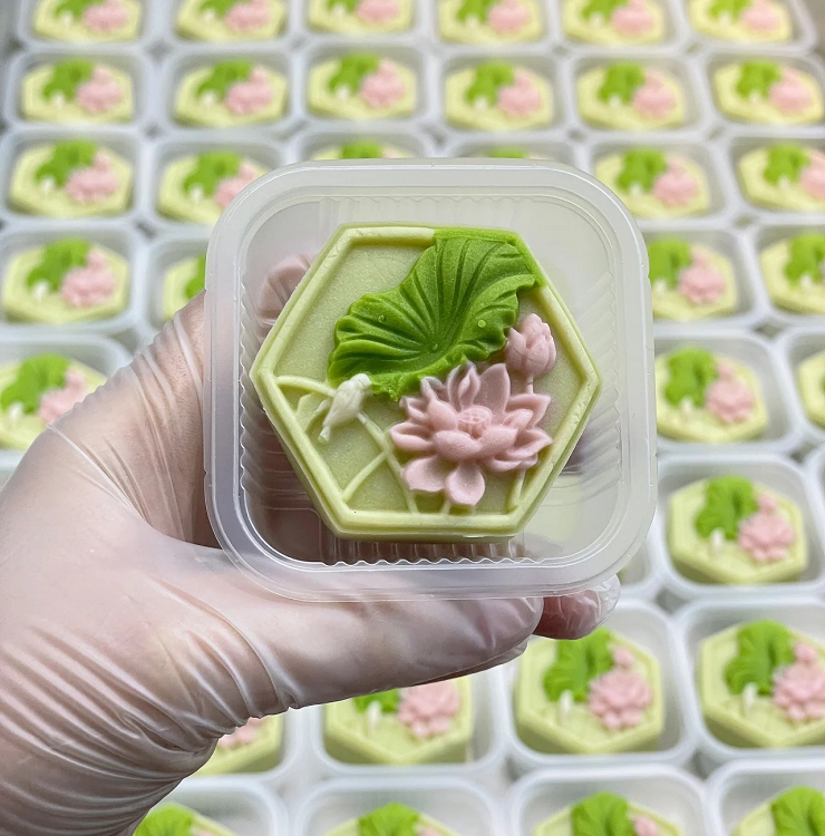 中秋节荷花荷叶冰皮月饼硅胶模具绿豆糕广式月饼翻糖巧克力模具