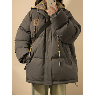 国潮加厚假两件棉衣外套女冬季连帽保暖棉袄胖mm大码宽松直筒棉服