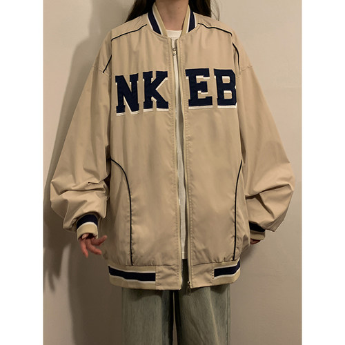 2025新款棒球服港风刺绣宽松上衣春季潮流穿搭女外套学生大码夹克