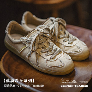 马登荒漠沙丘复古德训鞋男春季新款小众帆布休闲运动轻便软底板鞋