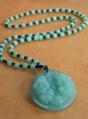 跑江湖夜市双貔貅毛衣链玉石吊坠