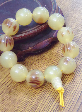 仿蜜蜡手串民族风牛角饰品佛珠