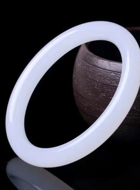 琉璃仿阿富汗白玉手镯新疆和田玉昆仑羊脂白玉色镯子手环荔枝冻