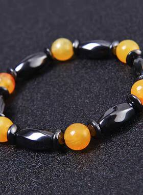 磁铁磁石手链路路通带磁性外贸新款黑胆石弹性磁手链男女跨境配饰