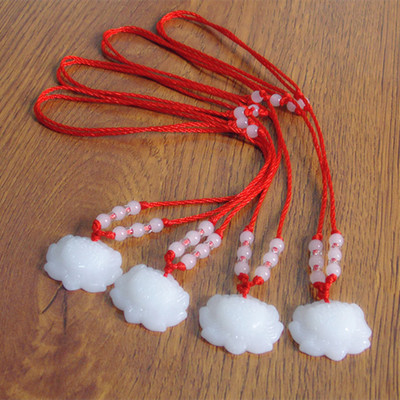 白玉莲花玻璃阿富汗项链坠子