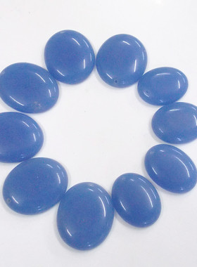 平底蛋形宝蓝色光面原石吊坠