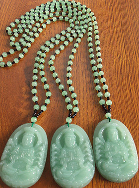 民族风马来玉千手观音浅绿毛衣链