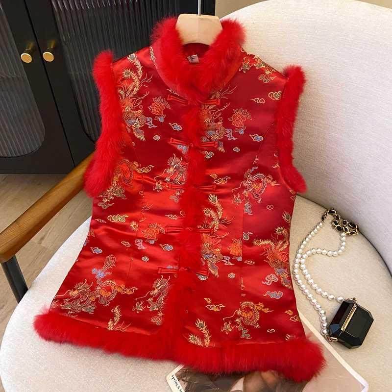 复古盘扣国风新款中式加厚保暖新年唐装红色马甲外套秋冬上衣,女装/女士精品,马夹,淘宝优惠券,粉丝福利购,淘宝优惠卷