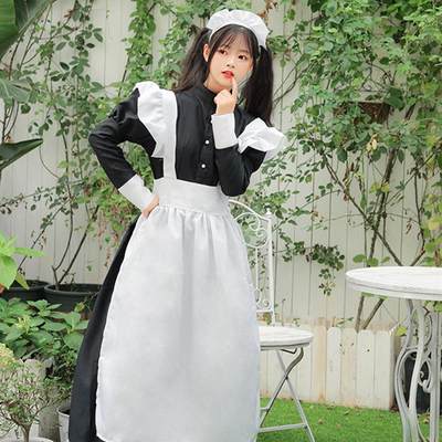 S-4XL 经典款黑白女仆装 日系哥特风长款女装大佬 lolita女佣装