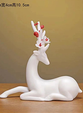 陶瓷摆件中式桌面手工鹿摆件