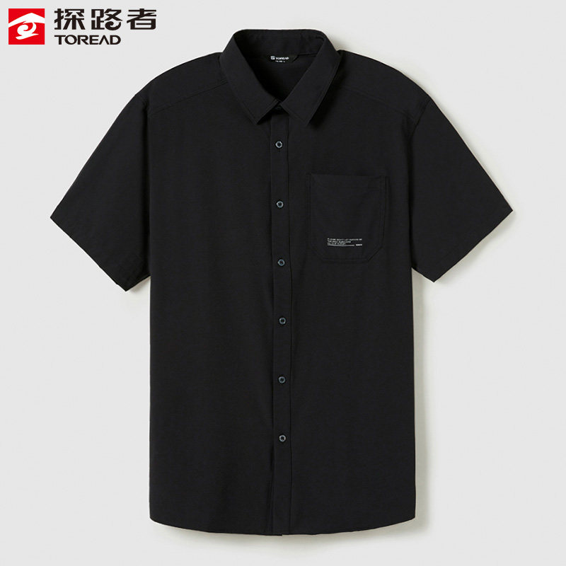 探路者男士衬衫22春夏户外休闲运动吸汗透气短袖速干衣 TAKK81573
