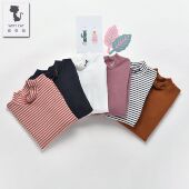 威奇猫wikycat儿童打底衫 螺纹中领高领高弹舒适亲子打底衫