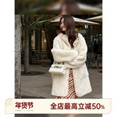 HELA AOMI 保命皮草.毛一体 邱莹莹 羊毛革中长款 连帽皮草