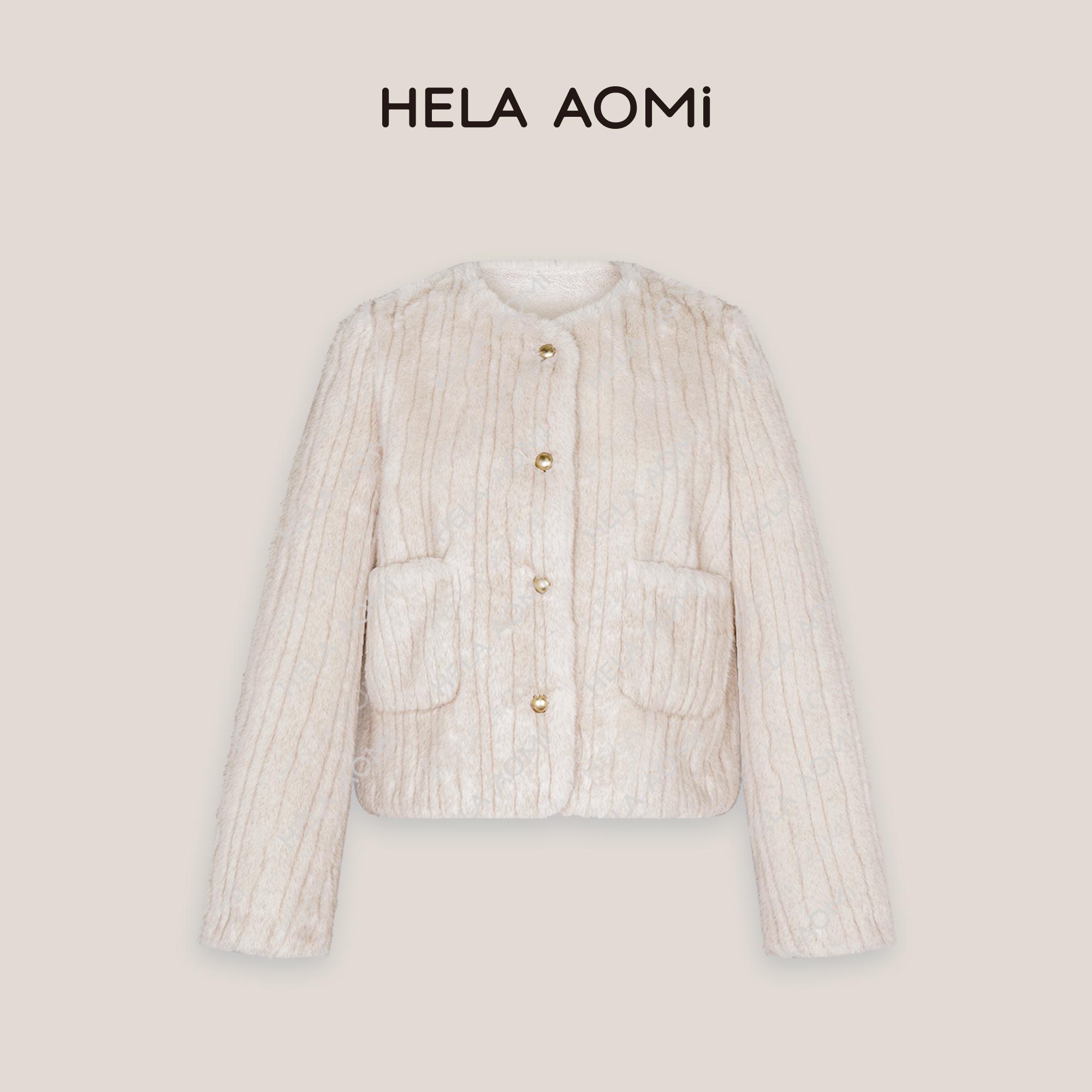 邱莹莹 HELA AOMI “暖香赫拉”时髦优雅温柔风圆领口袋外套