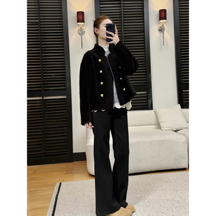 邱莹莹 HELAAOMI“原单线.小金扣皮草”绵羊毛100%高级时髦外套