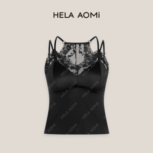 邱莹莹 HELAAOMI 蕾丝边V领轻奢吊带内搭外穿一体美背上衣