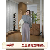 邱莹莹HELA 松弛感坑条高腰直筒阔腿休闲裤 AOMI 竹签裤